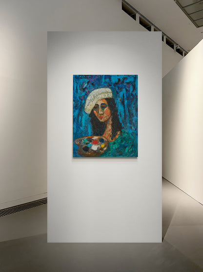 Angelino Balistreri - Donna con beretto (100 x 80 cm)