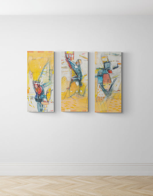 Thomas Perl - Gesichter I, II & III (Triptych, 90 x 40 cm)