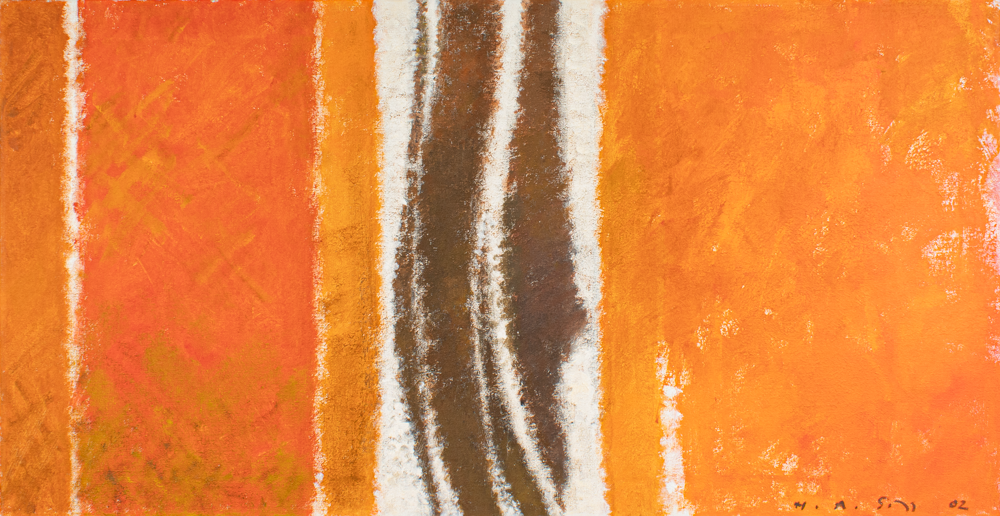 Abstrakte Gemälde von Hermann-Alfred Sigg – farbige Acrylbilder auf Leinwand mit Rahmen vom Schweizer Künstler, zeitgenössische Kunst in der Schweiz kaufen in der Galerie Alexander E. Räber in Zürich, Kunstgalerie für moderne Malerei internationaler Künstler