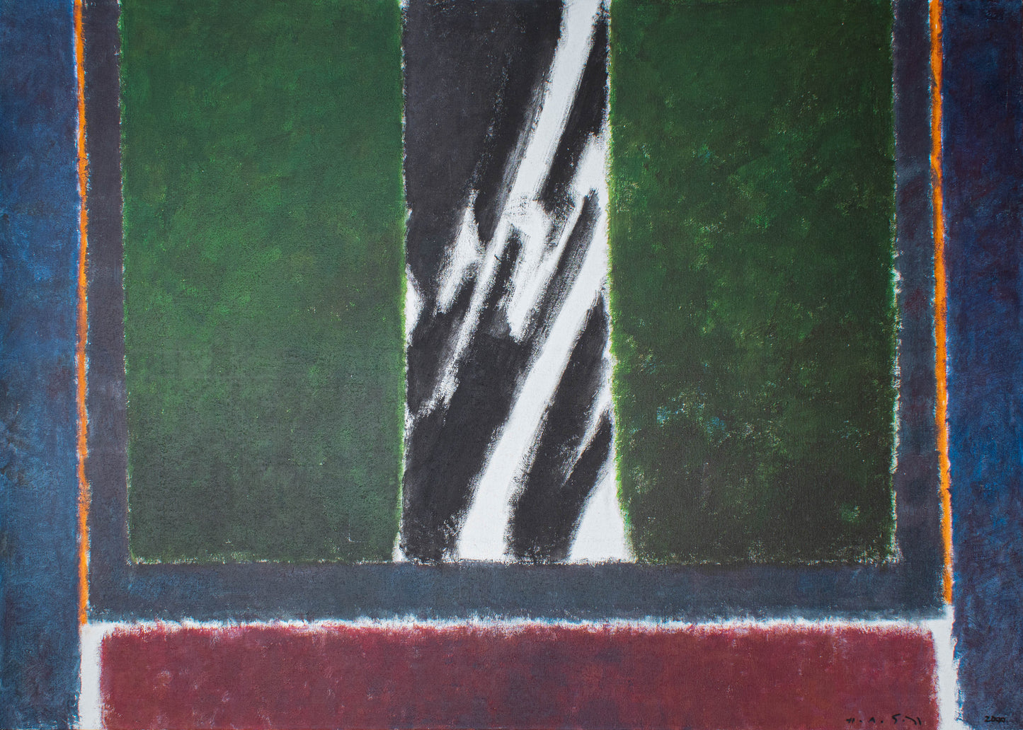 Abstrakte Gemälde von Hermann-Alfred Sigg – farbige Acrylbilder auf Leinwand mit Rahmen vom Schweizer Künstler, zeitgenössische Kunst in der Schweiz kaufen in der Galerie Alexander E. Räber in Zürich, Kunstgalerie für moderne Malerei internationaler Künstler