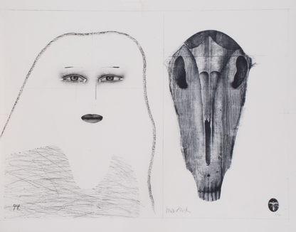 Girl portrait with horse head